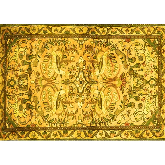 Ahgly Company Indoor Rectangle Persian Yellow Traditional Area Rugs, 2' x 3'