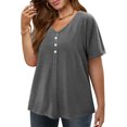 thumbnail image 6 of Plus Size T-Shirts for Women Baggy Boho Dressy Shirts Oversized Lightweight Tunic Blouses Button Down Vneck Tee Shirts Relaxed Fit Blouses Beach Holiday Shirts, 6 of 7