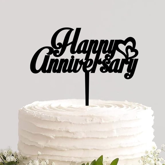 Acrylic Cake Topper Personalized Colors Happy Anniversary Decorative Baking Cupcake Topper Funny Cake Decor for Anniversary Celebration Ceremony Theme Party Favors Supplies
