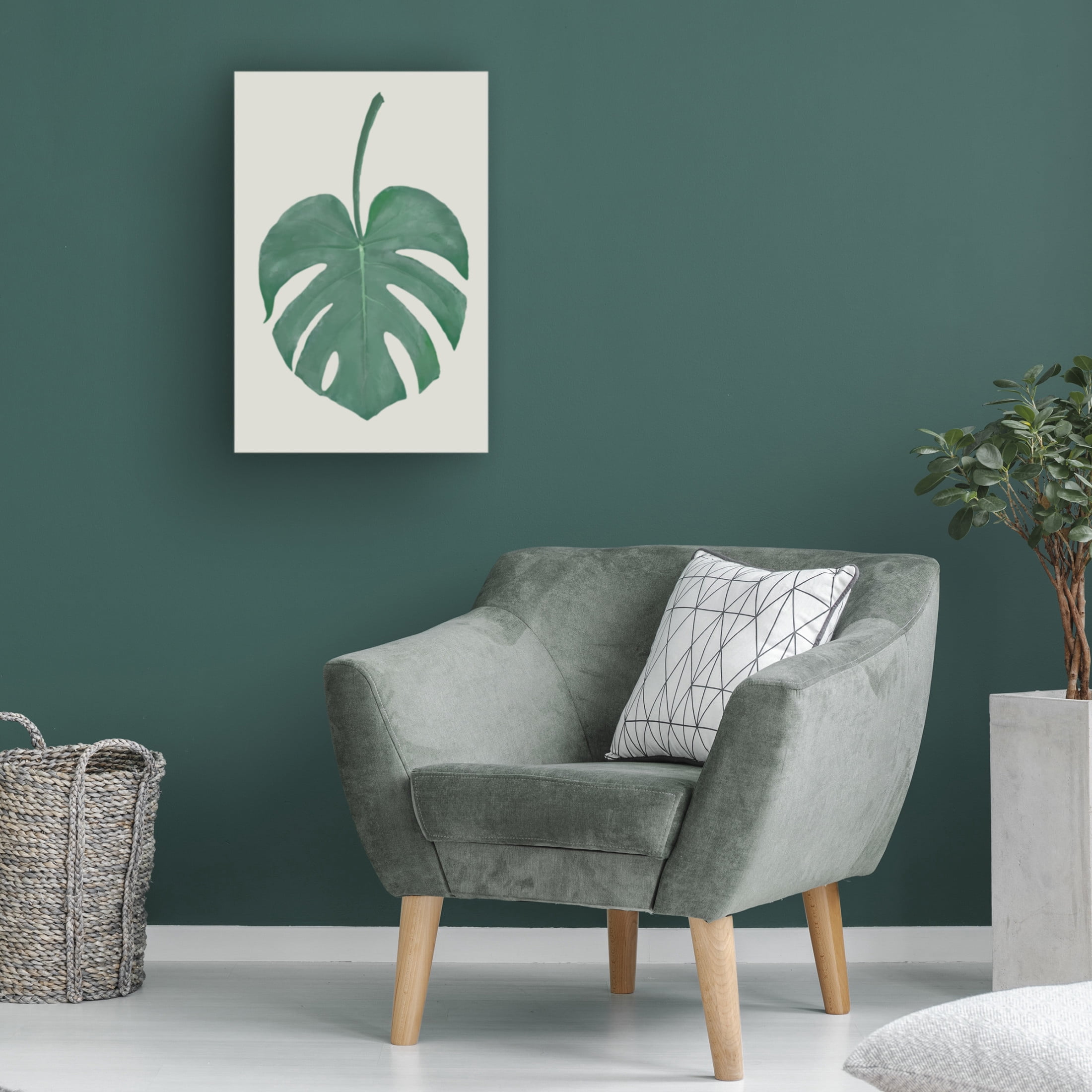 Canvas Wall Art - Pictufy Studio Ii 'Monstera Aqua 05' Wall Art for Living Room, Bedroom, or Office Décor by Trademark Fine Art - 16 x 24 Inches