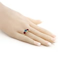 thumbnail image 3 of Gem Stone King 18K Yellow Gold Plated Silver 3-Stone Ring Heart Shape Persian Blue Moissanite and Created Ruby Red (2.72 Cttw, Size 9), 3 of 3