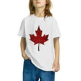 thumbnail image 3 of Mgmyaa Boys' and Girls' Short Sleeve T Shirts Kids Summer Maple Leaf Print Loose Tops Casual Crewneck Basic Tees 3-10Y, 3 of 8