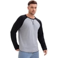 thumbnail image 4 of DARING DIVA Men's Long Sleeve Color Block Casual Raglan T-Shirt S Gray, 4 of 7