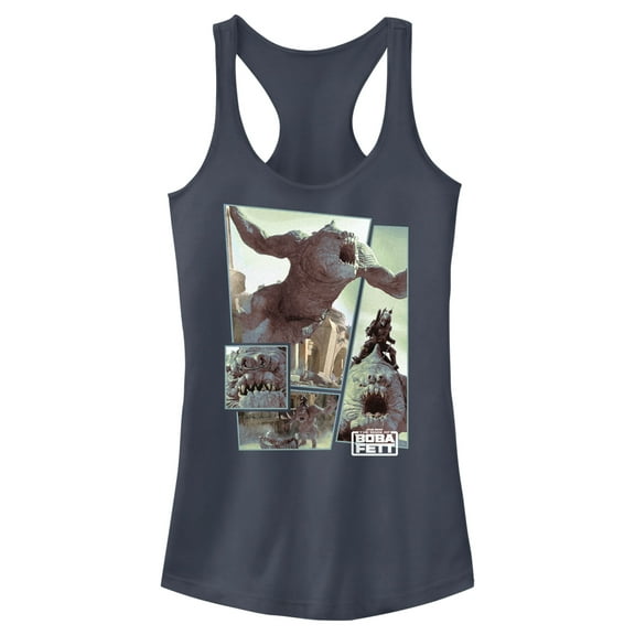 Junior's Star Wars: The Book of Boba Fett Rancor Attack  Racerback Tank Top Indigo 2X Large