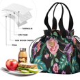 thumbnail image 4 of Pioneer Flower Floral Print Pattern Drawstring Lunch Bag Women - Drawstring Lunch Bag Insulated for Work Office - Stain-Resistant Large Lunchbags for Women with Multi-Pockets, 4 of 6