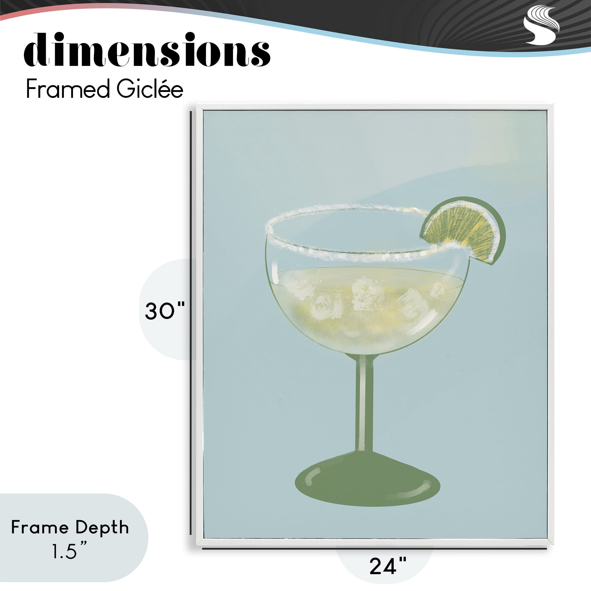 Stupell Industries Margarita Glass over Blue White Framed Giclee Art, design by Robin Maria