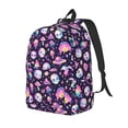thumbnail image 1 of Disketp Skull mushroom space print Canvas Backpack Lightweight Travel Daypack Student Rucksack Laptop Backpack-Small, 1 of 5