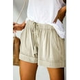 thumbnail image 4 of Keasmto Womens Shorts Summer Drawstring Casual Elastic Waist High Rise Lightweight Plus Size with Pockets Khaki S, 4 of 5