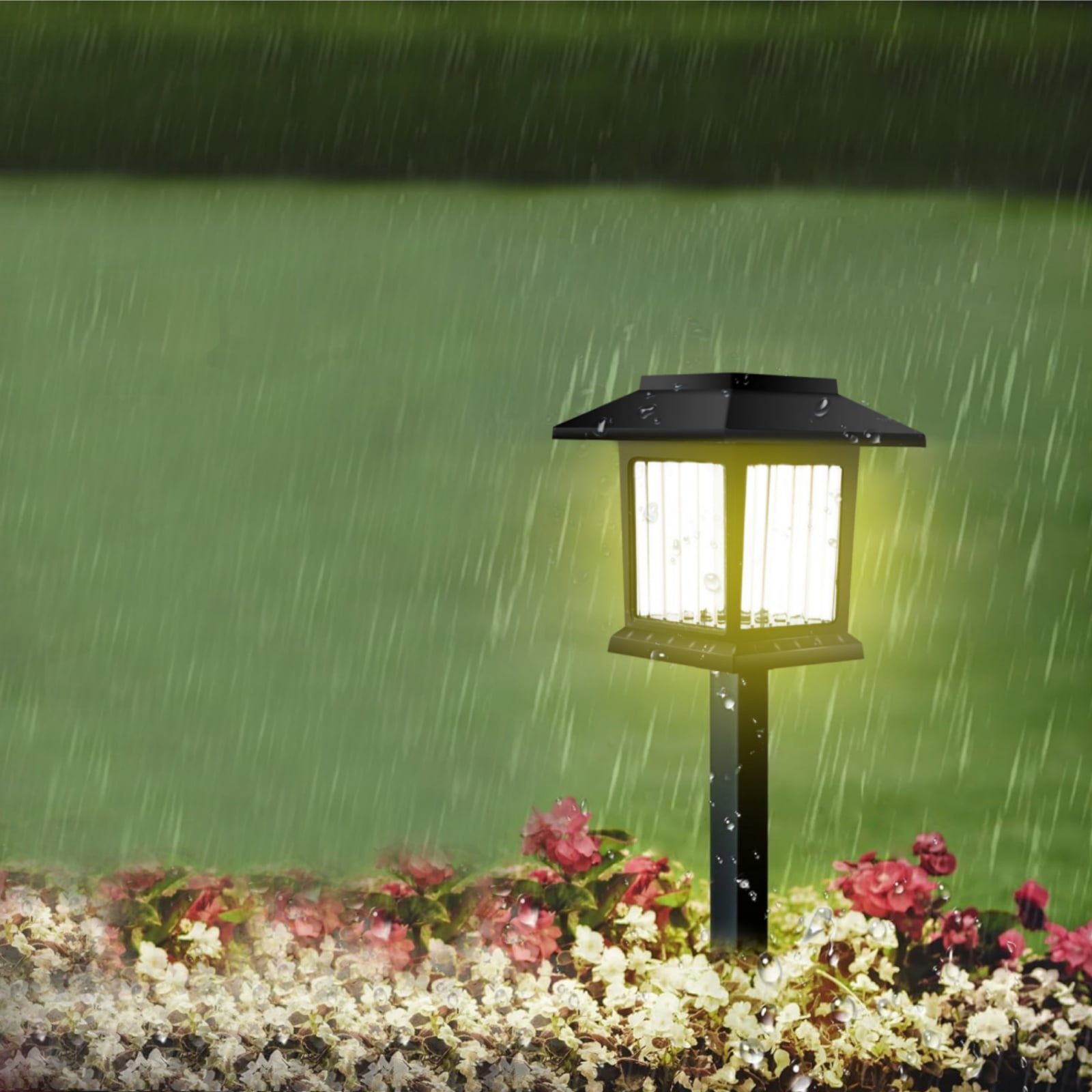 Jinyi Walkway Solar Lights Outdoor, 12 Pack White Light LED Waterproof Solar Outdoor Lights Outside Garden Landscape Walkway Path Yard Lawn Decor