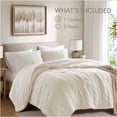 thumbnail image 3 of JERFIT Cable Knit Chenille Bedding Set, Full/Queen 3-Piece Comforter with Shams, Ultra Soft Thermal Sherpa Reversible Blanket, Ivory, 3 of 10