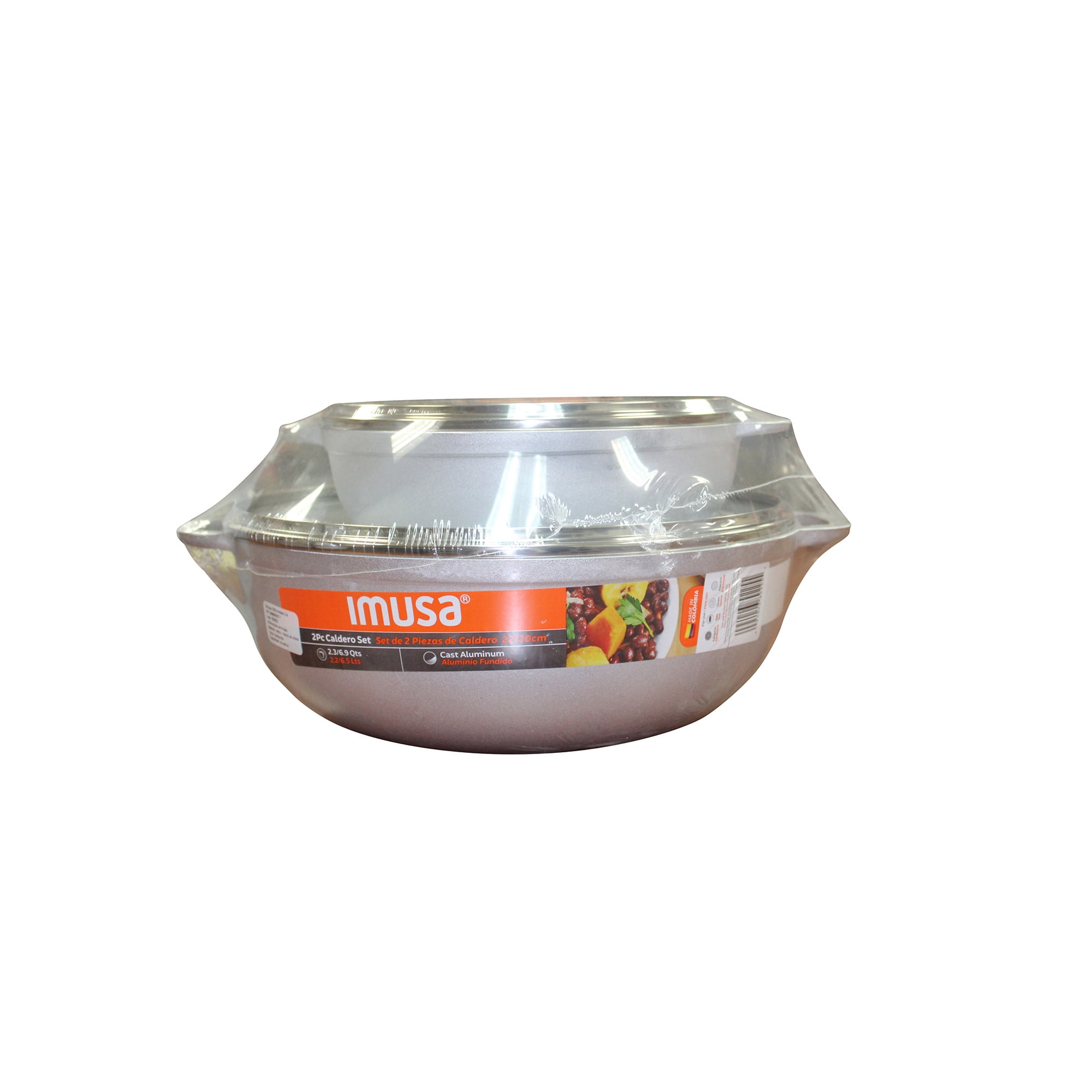 IMUSA 2.5/7.0qt Cast Aluminum Caldero 2pc Set with Glass lid - 22/30cm