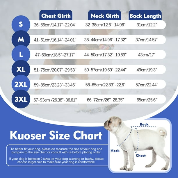 Kuoser Dog Winter Coat Reflective Dog Jacket Warm Dog Coat with Buckle Blue L Walmart Business Supplies