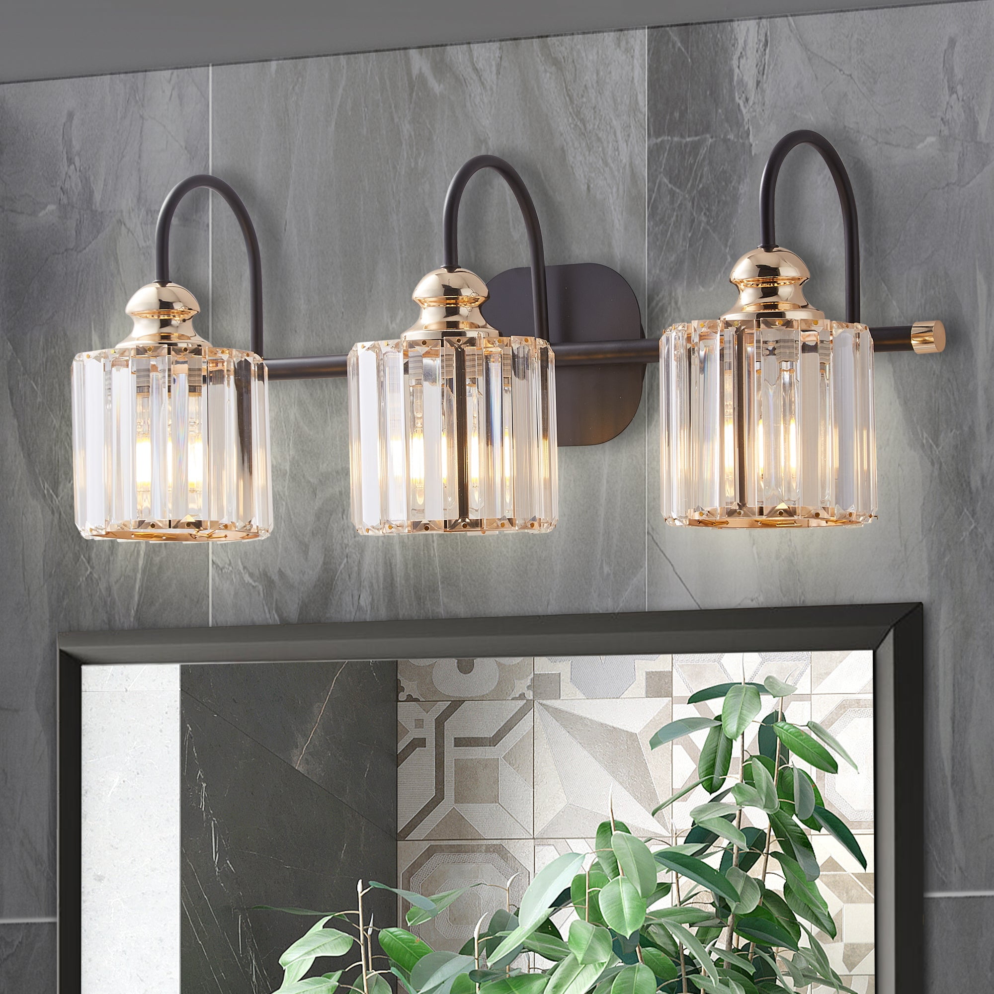 ExBrite 3 Light Bathroom Vanity Lights for Bathroom Light Fixtures Gold