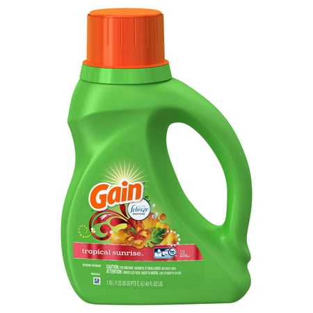 Gain + Aroma Boost Liquid Laundry Detergent with Febreze Freshness, Tropical Sunrise, 25 Loads 40 fl (Best Baby Detergent And Fabric Softener)