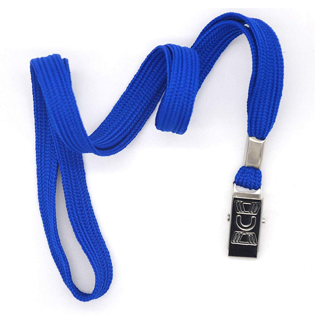 Blue Lanyards 100 Pack Bulk Badge With Clip Neck Flat Lanyard Bulldog