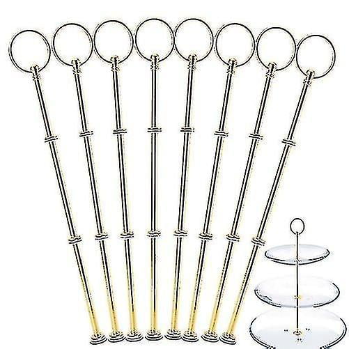 8 Sets 2 Or 3 Tier Cake Plate Stand Handle Fittings Gold Plate Stands For Tea Shop Room Hotel