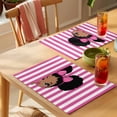 thumbnail image 4 of Pink Stripes Placemats Set of 8 Cartoon Funny Bow Girl Vertical Striped Place Mats Indoor Wipeable Table Mats Washable Cloth Dining Table Placemats for Kitchen Holiday Party Home Decor 13x19 Inch, 4 of 9