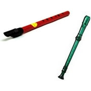 My First Recorder / Penny Whistle Pack -BPA FREE Green Translucent Recorder w/Red Tin Penny Whistle