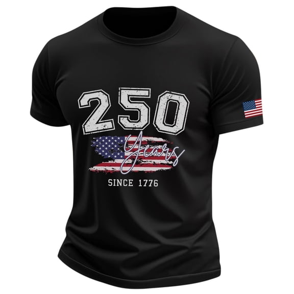 DHFJKG 250Th Anniversary USA Shirts For Men Short Sleeve T Shirt Casual Crew Neck Graphic Tee US National Flag 4Th Of July Top