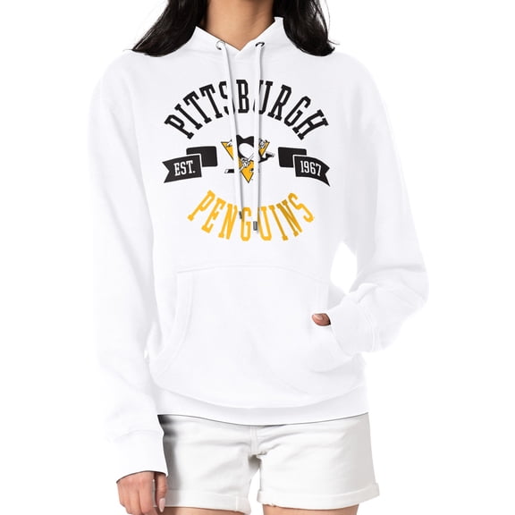 Women's G-III 4Her by Carl Banks White Pittsburgh Penguins City Graphic Fleece Pullover Hoodie