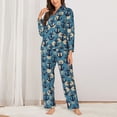thumbnail image 2 of KLL Anchors Print Women's Long Sleeve Pajamas with Pants Sleepwear Loungewear 2 Set-XX-Large, 2 of 7