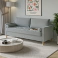thumbnail image 3 of HMD Astoria Linen Square Arm 3-Seater Sofa with 2 Throw Pillow, Gray, 3 of 5