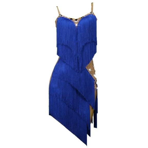 Sling Latin Dance Dresses for Women. Fringe, split - leg. For Latin competition, ballroom salsa and samba.