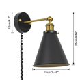 thumbnail image 2 of KAYYELAMP Spiral Retractable Plug in Cord Wall Sconce Black Cone Shade Vintage Minimalist 2-Lights for Bedside Doorway Bathroom(No bulb), 2 of 5