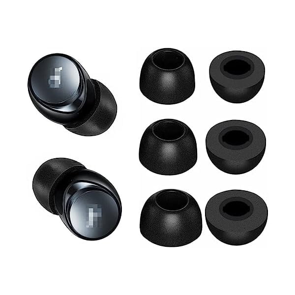 wonima11 JNSA Compatible with Soundcore Space A40 Foam Ear Tips, Noise Canceling Memory Foam Ear Tip Replacement for Soundcore by Anker Space A40, S/M/L 3 Size 3 Pairs,Black (2143PB)