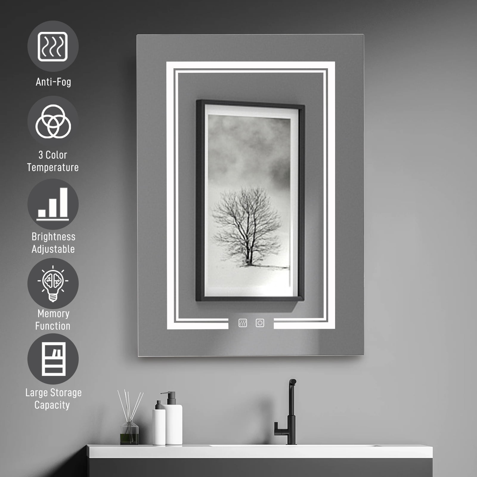 Winado 28 Inch LED Mirror Medicine with Lights, WallMounted