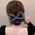 thumbnail image 4 of Jumwrit Large Bow Hair Clip Rhinestone Hair Barrette Strong Hold Bowknot Hair Clip Mesh Hair Bow Fashion Hair Accessories for Women Girls, 4 of 4