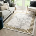 thumbnail image 5 of Well Woven Lezlee Abstract Modern 6'7" x 9'3" Area Rug - Ivory Marble Border - For Living Room, Dining Room, Bedroom, 5 of 7