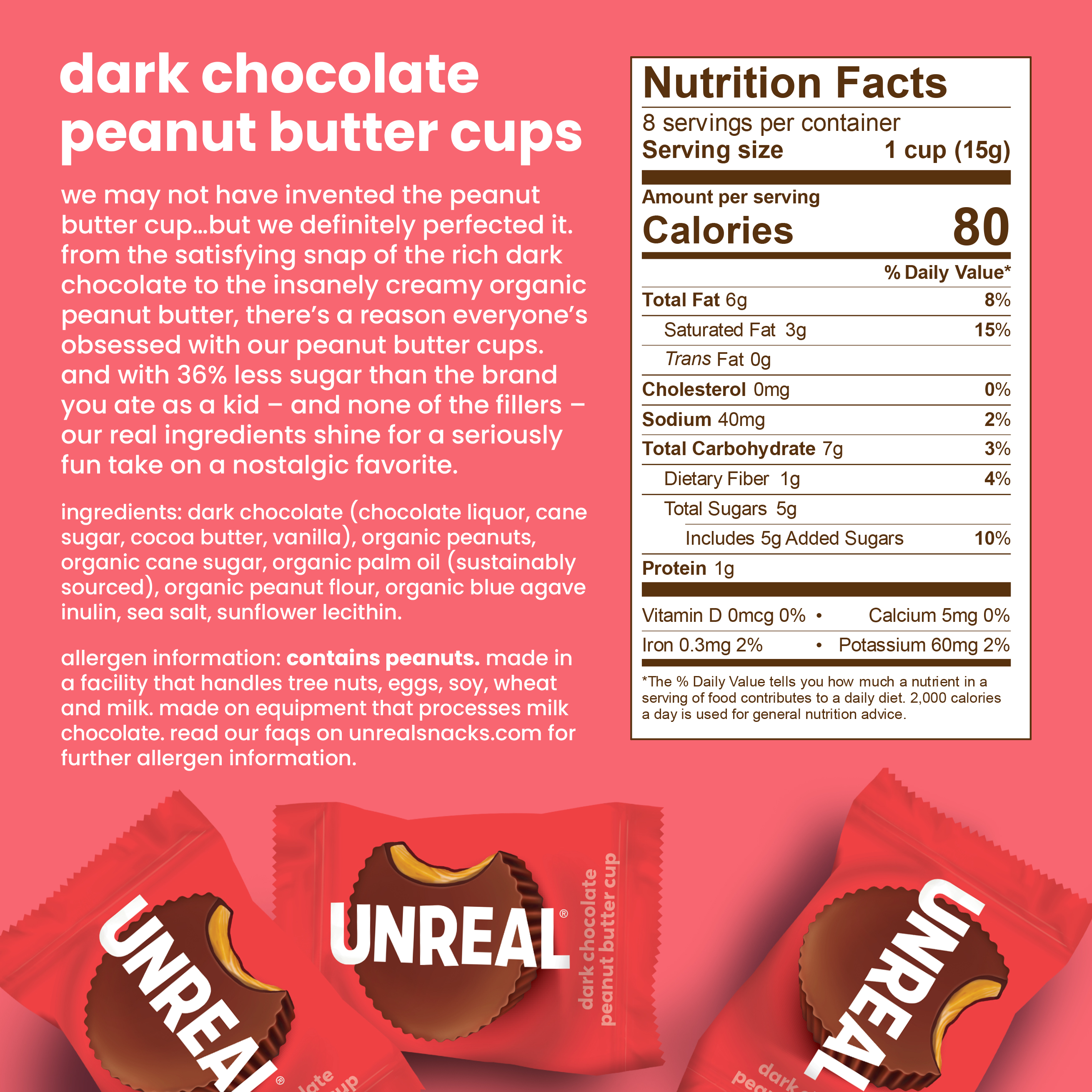 UNREAL Dark Chocolate Peanut Butter Cups, 4.2 oz photo 5