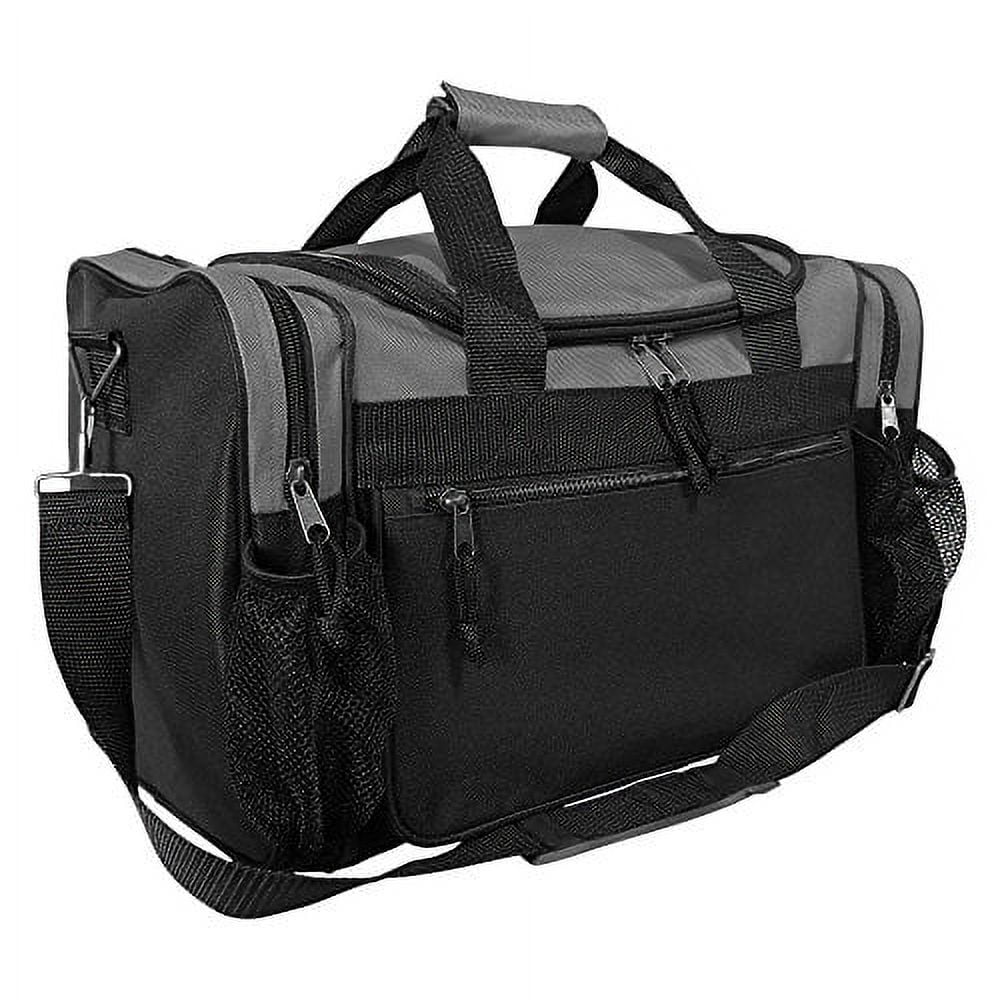 DALIX 17" Duffle Bag Sports Travel Gym Bag with Mesh Pockets in Gray
