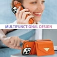 thumbnail image 5 of ELEHOLD for iPhone 12 Pro / 12 6.1" Case Premium Leather Wallet with Back Organ Card Holders Kickstand Function Crossbody Shoulder Strap Luxury Shockproof Women Purse Cover ,orange, 5 of 5