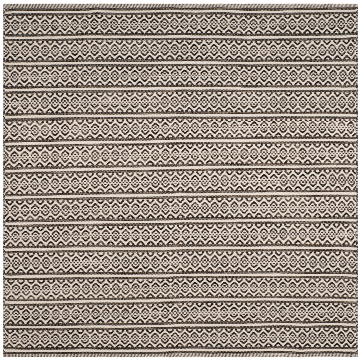 SAFAVIEH Montauk Randall Geometric Cotton Runner Rug, Ivory/Black, 2'3" x 6'