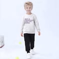 thumbnail image 2 of Boys Sweatshirt Long Sleeve Plus Warm Pullover Cute Letter Print Casual Thick Round Neck Tops White 1 Years-3 Years, 2 of 5