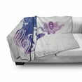 thumbnail image 3 of Feminine Soft Flannel Fleece Throw Blanket, Girl's Silhouette with Flowers on Her Hair Floral Ornaments Spa Art, Cozy Plush for Indoor and Outdoor Use, 70" x 90", Purple Blue, by Ambesonne, 3 of 6