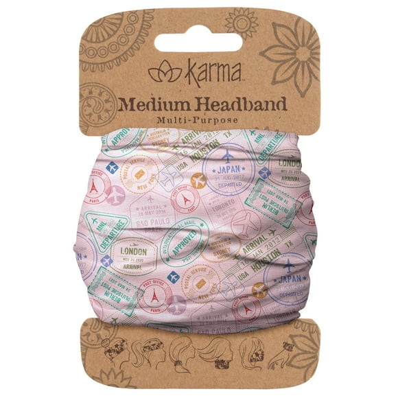 Karma Bandeau Passeport pour Femmes - Moyen - Bandeau en Tissu et Foulard Extensible - Rose