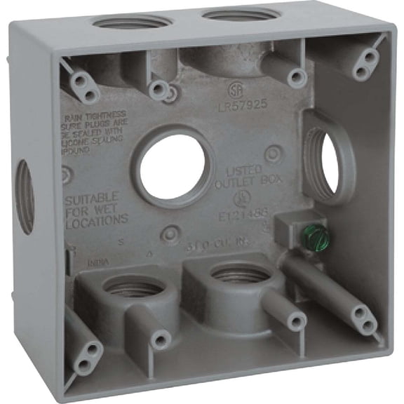 Southwire WB2750X-UPC 0.5 in. 7 Hole SD 2 Gang Aluminium Weatherproof Box