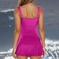 thumbnail image 3 of DGMIOCS Women's Tummy Control Two Piece Swimsuit Full Coverage Top with Boy Short Bottom Hot Pink XL, 3 of 5