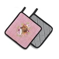 thumbnail image 2 of Carolines Treasures CK4134PTHD Dachshund Red 1 Pink Flowers Pair of Pot Holders 7.5HX7.5W multicolor, 2 of 4