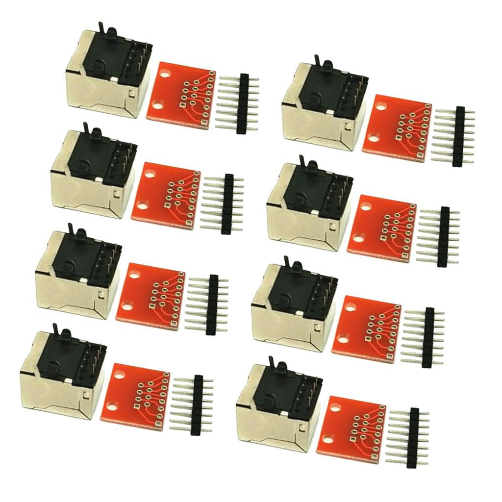 RJ45 Connector PCB Breakout Board Kit Network Transceivers Board Set 8pcs 