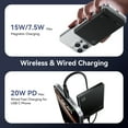 thumbnail image 2 of Kuulaa 10000mAh Ultra Thin Magnetic Power Bank,20W PD Fast & 15W Wireless Charging Compatible for iPhone 17/16/15/14, Samsung S24/S23 & Android, 2 of 7