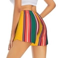 thumbnail image 2 of Uemuo Vertical Stripes Pattern Women's Athletic Shorts High Waisted Running Shorts with Liner Pockets Gym Elastic Workout Shorts-Large, 2 of 9