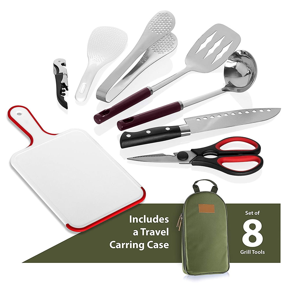 Ensemble Camping 35 Pièces Inox Avec Sac - Assiettes, Couverts, Ustensiles Pour 2-4 Personnes, Pique-nique