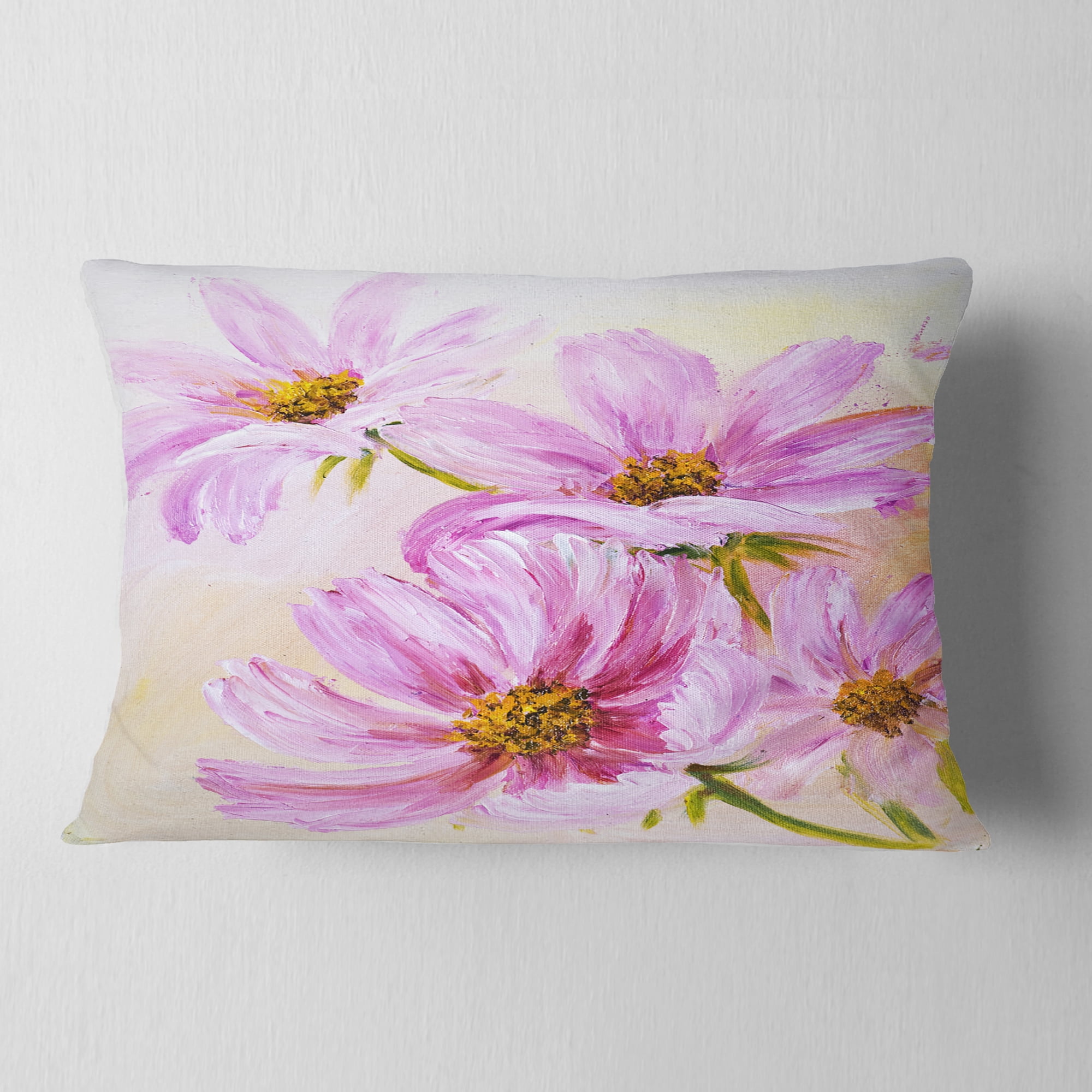 Designart Blooming Pink Cosmos Flowers - Floral Throw Pillow - 12x20