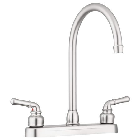 Lynden Kitchen Faucet by Pacific Bay - Features a Classically Arced Spout and Traditional Two-Lever Operation – Metallic Satin Nickel Plating Over ABS Plastic - New 2019 (Best Kitchen Faucets 2019)