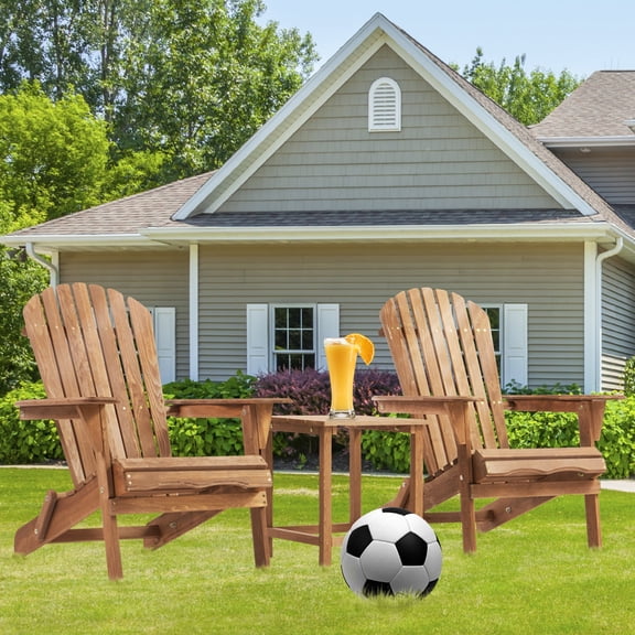 JONPONY Wooden Outdoor Folding Adirondack Chair Set of 2 Wood Lounge Patio Chair for Garden,Garden, Lawn, Backyard, Deck, Pool Side, Outseating Chair, Brown