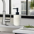 thumbnail image 4 of ABCISI Soap Dispenser, Cylindrical Lotion Dispenser with Matte Black Pump, 12oz Ceramic Relief Hand Dish Soap Dispenser, Refillable Liquid Dispenser for Kitchen Bathroom (Relief White), 4 of 12